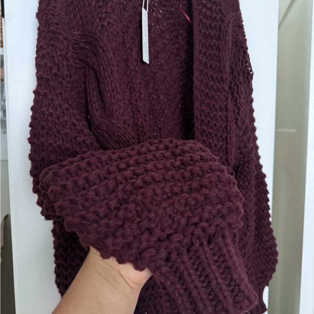 Elegant Maroon Knit Cardigan